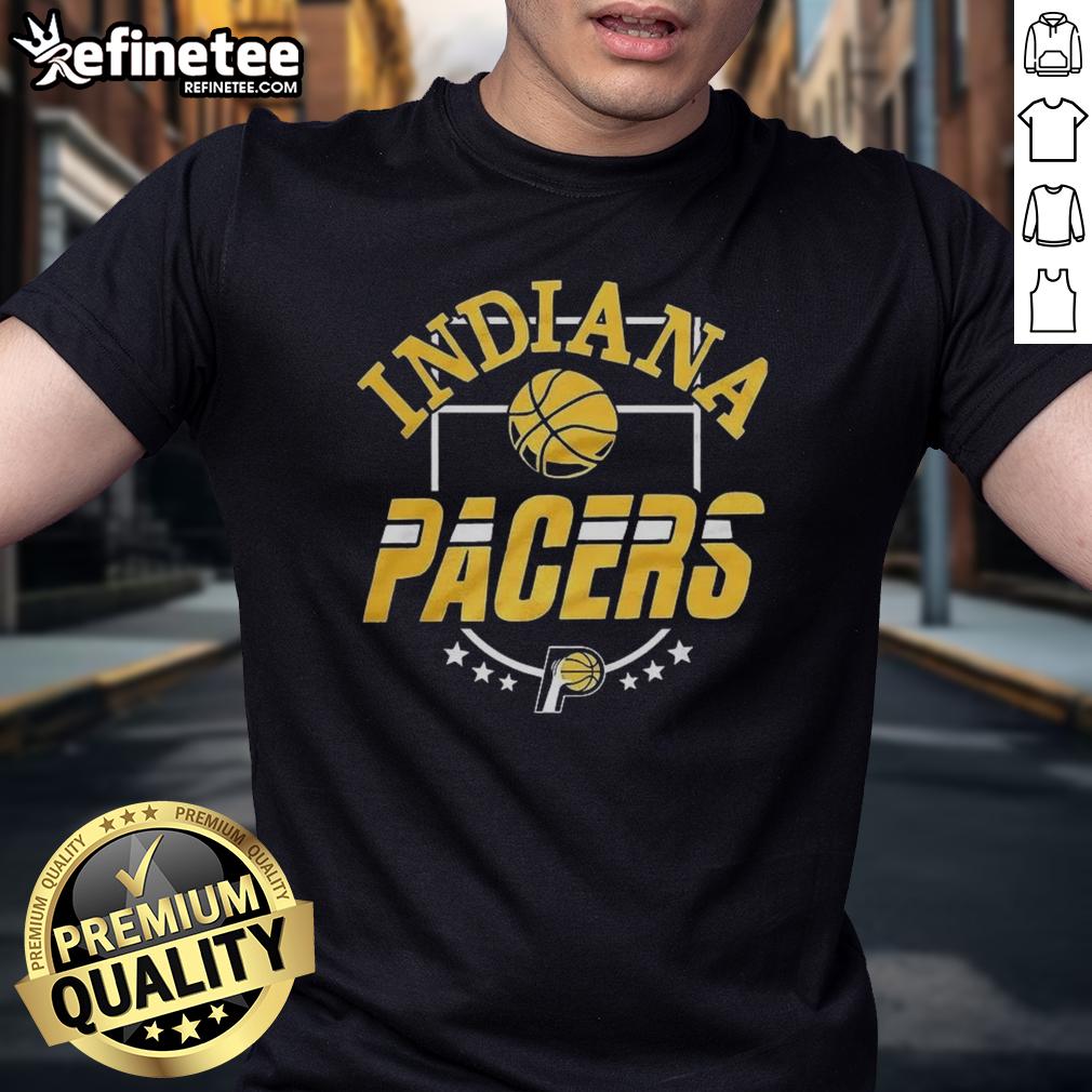 Alt Text: Top Indiana Pacers City Basketball 2025 Six Stars Logo T-Shirt featuring vibrant team colors and bold logo design.