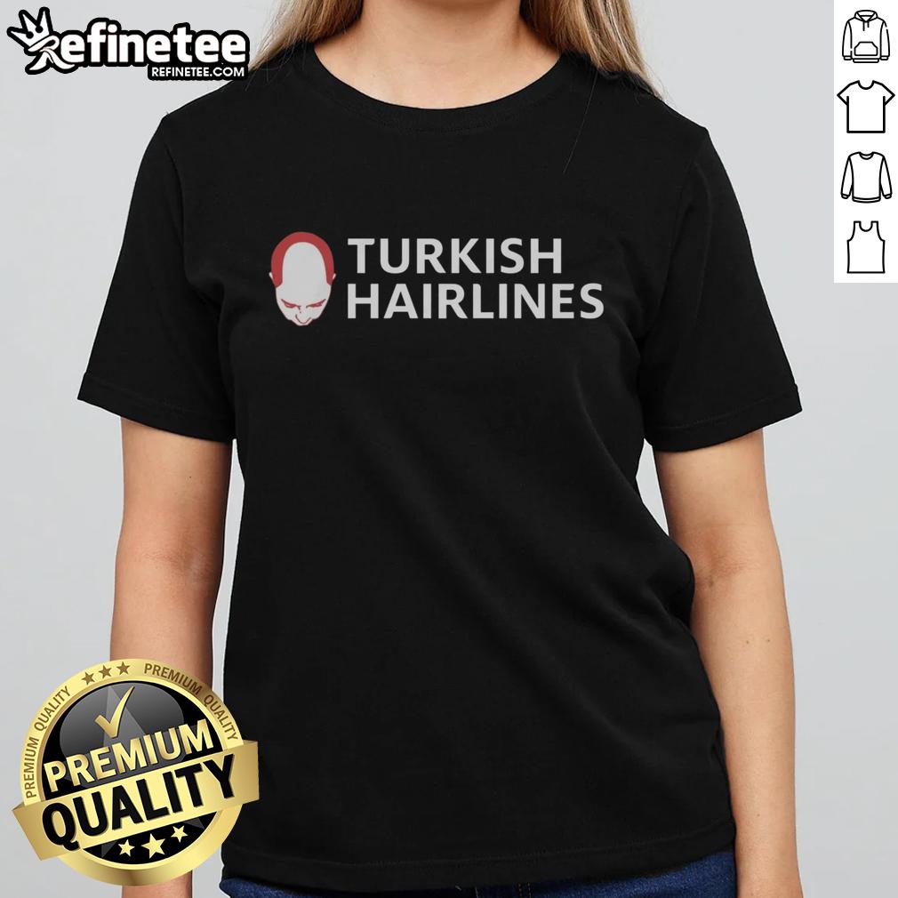 Top Turkish Hairlines Ladies Tee featuring a stylish design for women, perfect for casual wear and hair care enthusiasts.