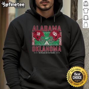 Awesome Alabama Crimson Tide vs Oklahoma Sooners NCAA CFP 2025 hoodie displayed at Vaught-Hemingway Stadium.