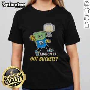 Awesome Amazon S3 Got Buckets Ladies Tee featuring a stylish design for tech enthusiasts and cloud computing fans.
