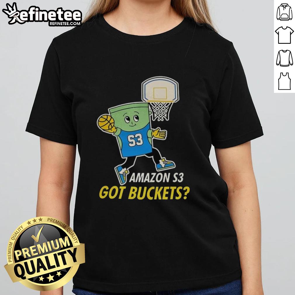 Awesome Amazon S3 Got Buckets Ladies Tee featuring a stylish design for tech enthusiasts and cloud computing fans.