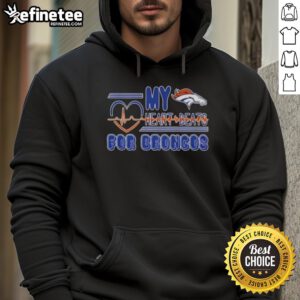 Awesome My Heart Beats for Denver Broncos football hoodie in vibrant orange, perfect for passionate fans.