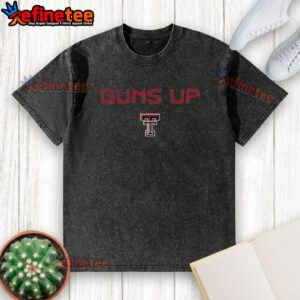 Alt Text: Awesome Texas Tech Red Raiders football logo on a washed t-shirt with Guns Up rally call design.