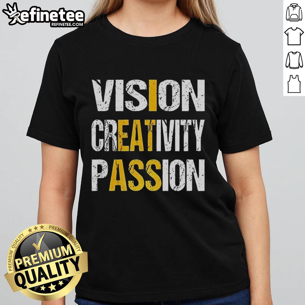 Awesome Vision Creativity Passion Letter Ladies Tee showcasing stylish design and vibrant colors for creative women.