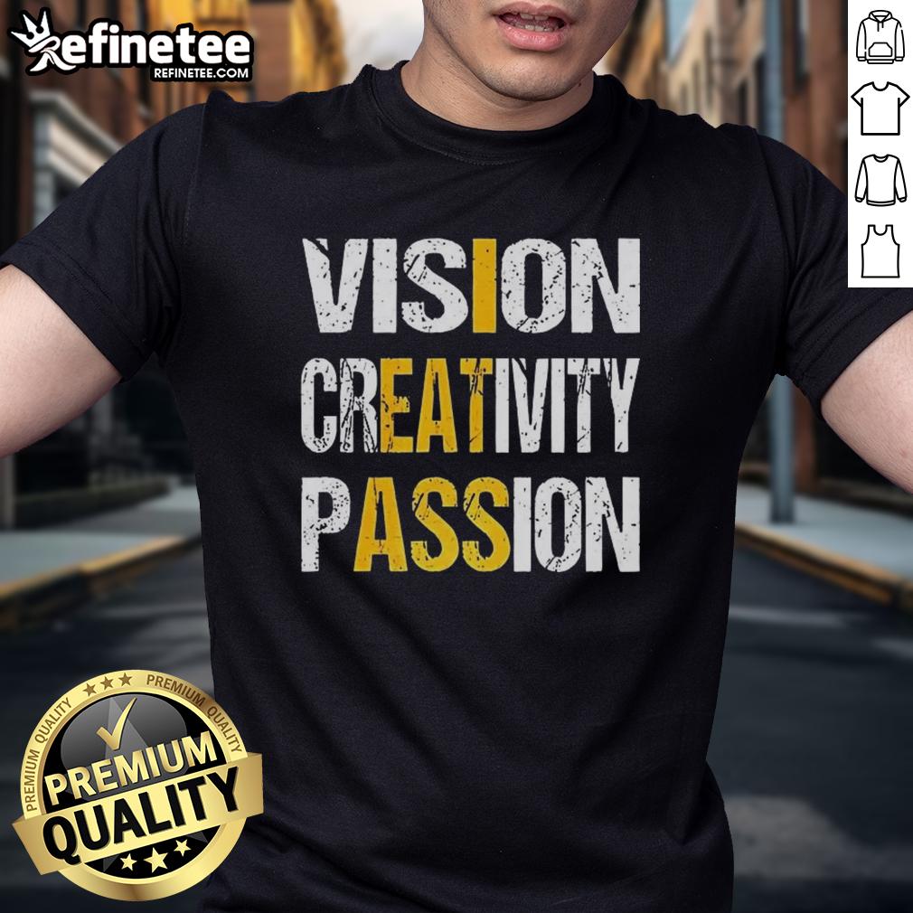 Awesome Vision Creativity Passion Letter T-Shirt featuring bold graphics and vibrant colors, perfect for creative individuals.