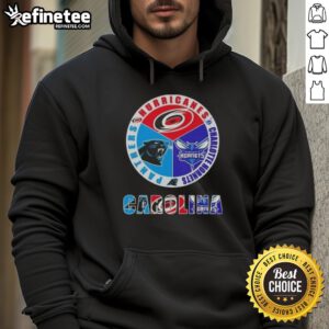Alt Text: Good Carolina City Sports hoodie featuring Hurricanes, Charlotte Hornets, and Panthers logos for fans.