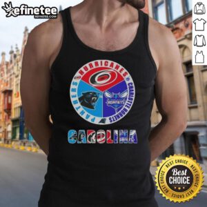 Good Carolina City Sports tank top featuring Hurricanes, Hornets, and Panthers logos for fans of Charlotte teams.