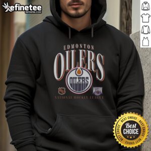 Vintage Edmonton Oilers hoodie featuring classic team colors and logo, perfect for fans of the NHL team.