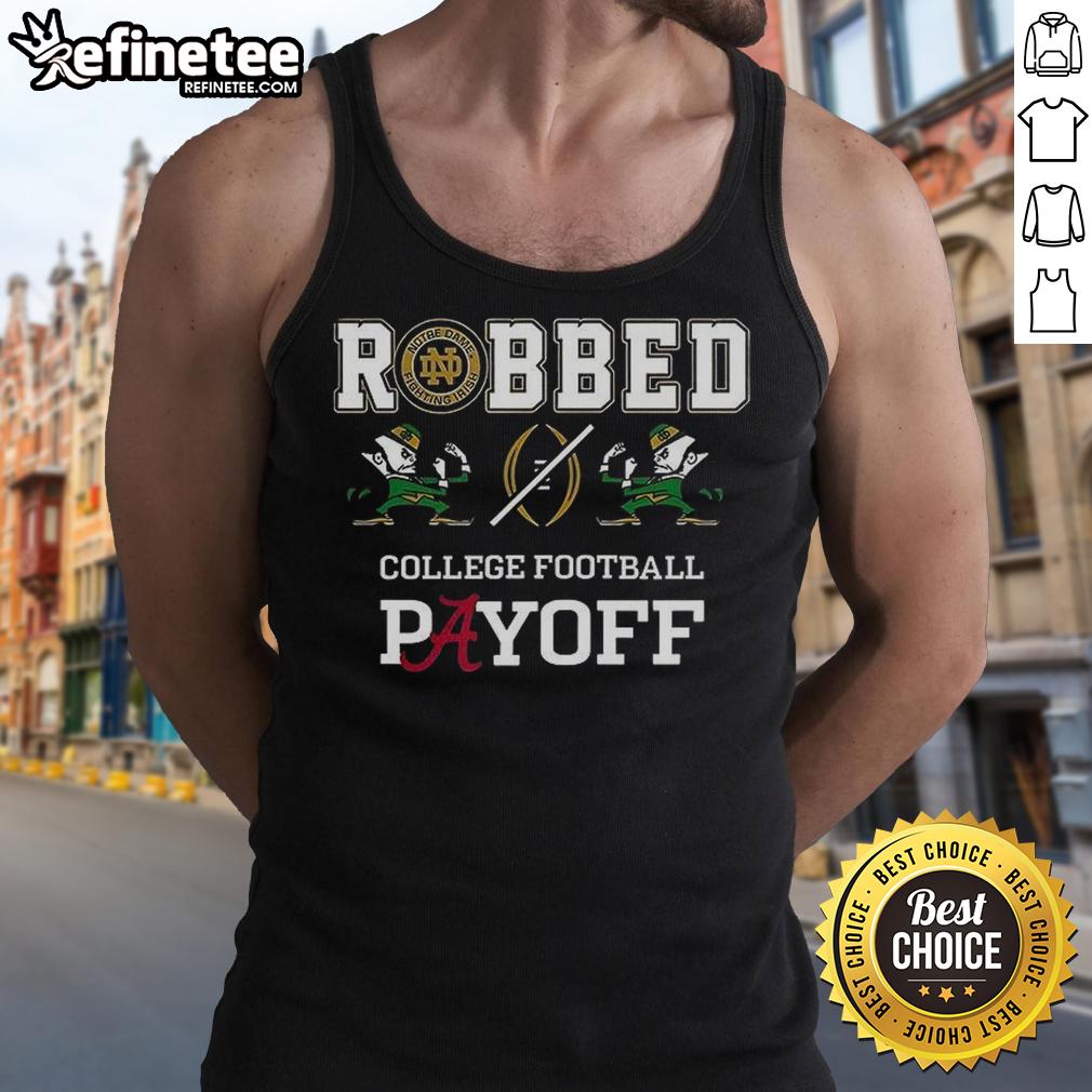 Good Notre Dame Fighting Irish and Alabama Crimson Tide tank top featuring CFP Playoff design for college football fans.