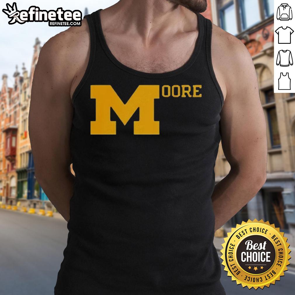 Good Sherrone Moore Michigan Football tank top featuring team colors and logo, perfect for fans and game day attire.