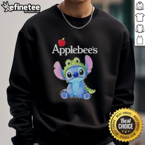 Good Stitch cosplay featuring a crocodile themed Applebee's sweatshirt, perfect for fans of creative cosplay.