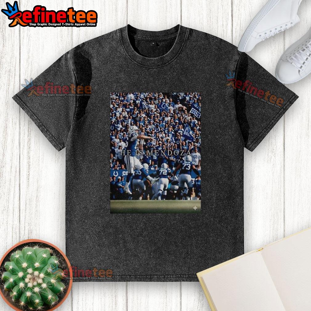 Hot Indianapolis Colts He Is Mendoza washed t-shirt featuring bold team graphics for fans and casual wear.