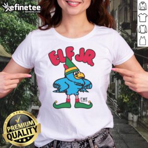 Nice Ft. Wright Drama Elf Jr. Ladies Tee showcasing a stylish design perfect for theater enthusiasts and casual wear.