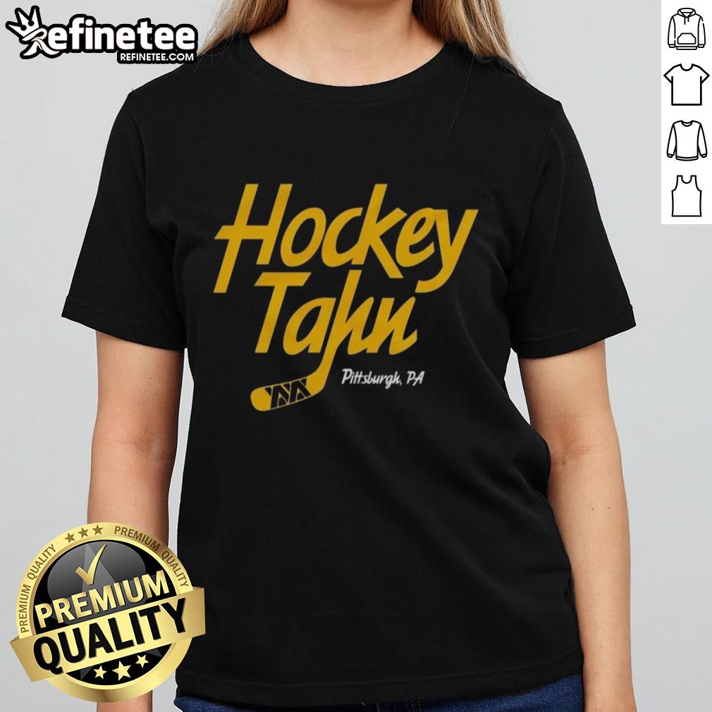 Nice Hockey Tahn Pittsburgh PA ladies tee featuring a stylish design perfect for hockey fans and casual wear.