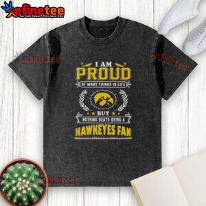 Alt Text: Iowa Hawkeyes fan washed t-shirt with proud slogan, showcasing loyalty to the team and sports spirit.