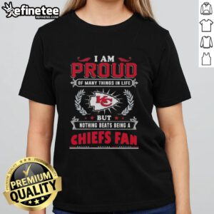 Stylish ladies tee featuring 'Proud to be a Kansas City Chiefs fan' design, perfect for game day and fan gatherings.