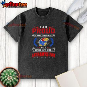 Alt Text: Proud Kansas Jayhawks fan t-shirt showcasing loyalty and spirit for the team with vibrant colors and playful design.