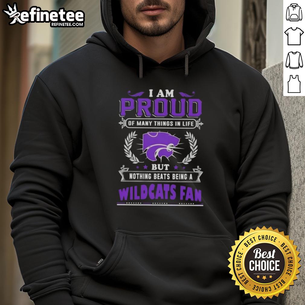 Cozy hoodie featuring 'Proud Kansas State Wildcats Fan' design, perfect for showing team spirit and pride.