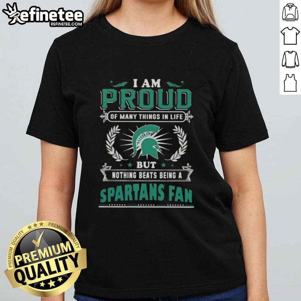Alt Text: Proud Michigan State Spartans fan wearing a ladies tee, showcasing team spirit and love for MSU athletics.