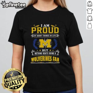 Michigan Wolverines fan ladies tee showcasing pride in being a dedicated supporter of Michigan sports and team spirit.