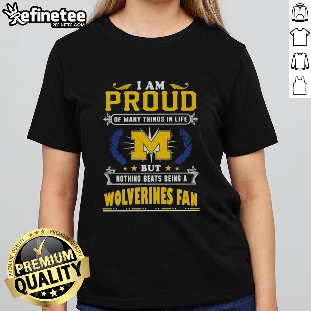 Michigan Wolverines fan ladies tee showcasing pride in being a dedicated supporter of Michigan sports and team spirit.