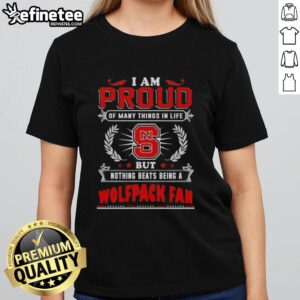 Alt Text: Proud NC State Wolfpack fan wearing a stylish ladies tee, celebrating school spirit and team pride.