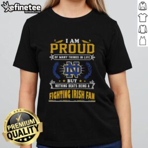 Notre Dame Fighting Irish fan ladies tee showcasing pride in being a supporter, perfect for game day.