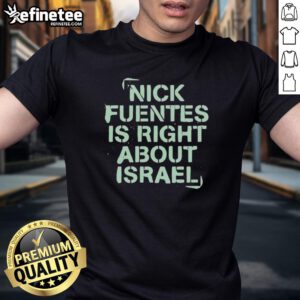 Nice Nick Fuentes Right About Israel T-Shirt featuring bold text and a modern design, perfect for expressing your views.