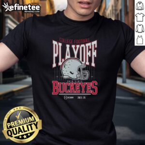 Ohio State Buckeyes College Football Playoff 2025-26 T-Shirt featuring team colors and logo for fans and supporters.