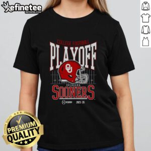 Nice Oklahoma Sooners 2025-2026 College Football Playoff Bound helmet ladies tee showcasing team spirit and style.