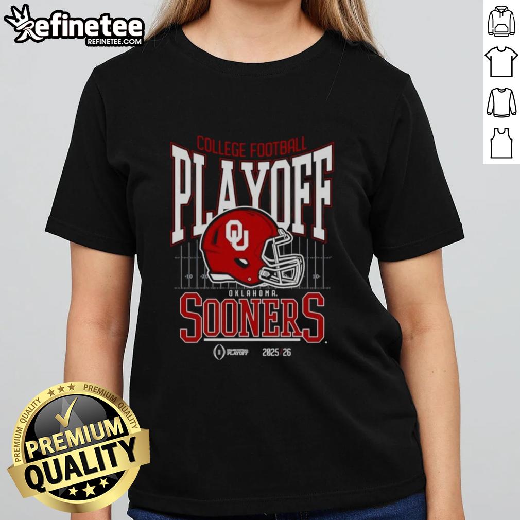 Nice Oklahoma Sooners 2025-2026 College Football Playoff Bound helmet ladies tee showcasing team spirit and style.