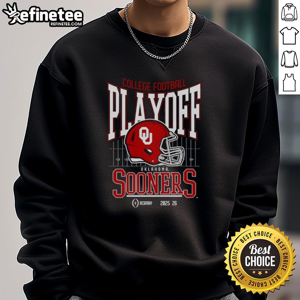 Nice Oklahoma Sooners 2025-2026 College Football Playoff Bound helmet sweatshirt showcasing team spirit and style.