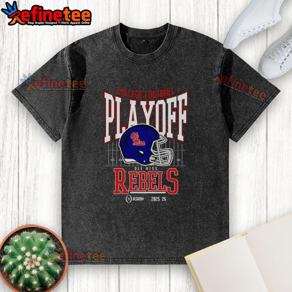 Nice Ole Miss Rebels 2025-2026 College Football Playoff Bound Helmet Washed T-Shirt showcasing team spirit and style.