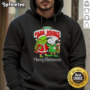 Nice Pizza Papa John's Grinch and Snoopy Merry Christmas hoodie featuring festive designs and vibrant colors.