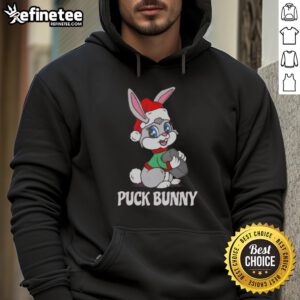Nice Puck Bunny Christmas Hoodie featuring festive hockey graphics and cozy design, perfect for holiday cheer.