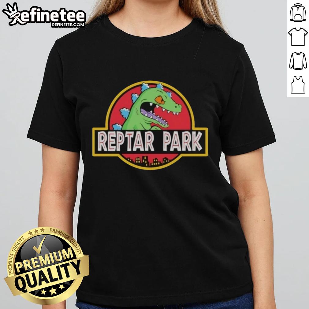 Nice Reptar Park Rugrats Movie cartoon ladies tee featuring vibrant colors and iconic characters perfect for fans.