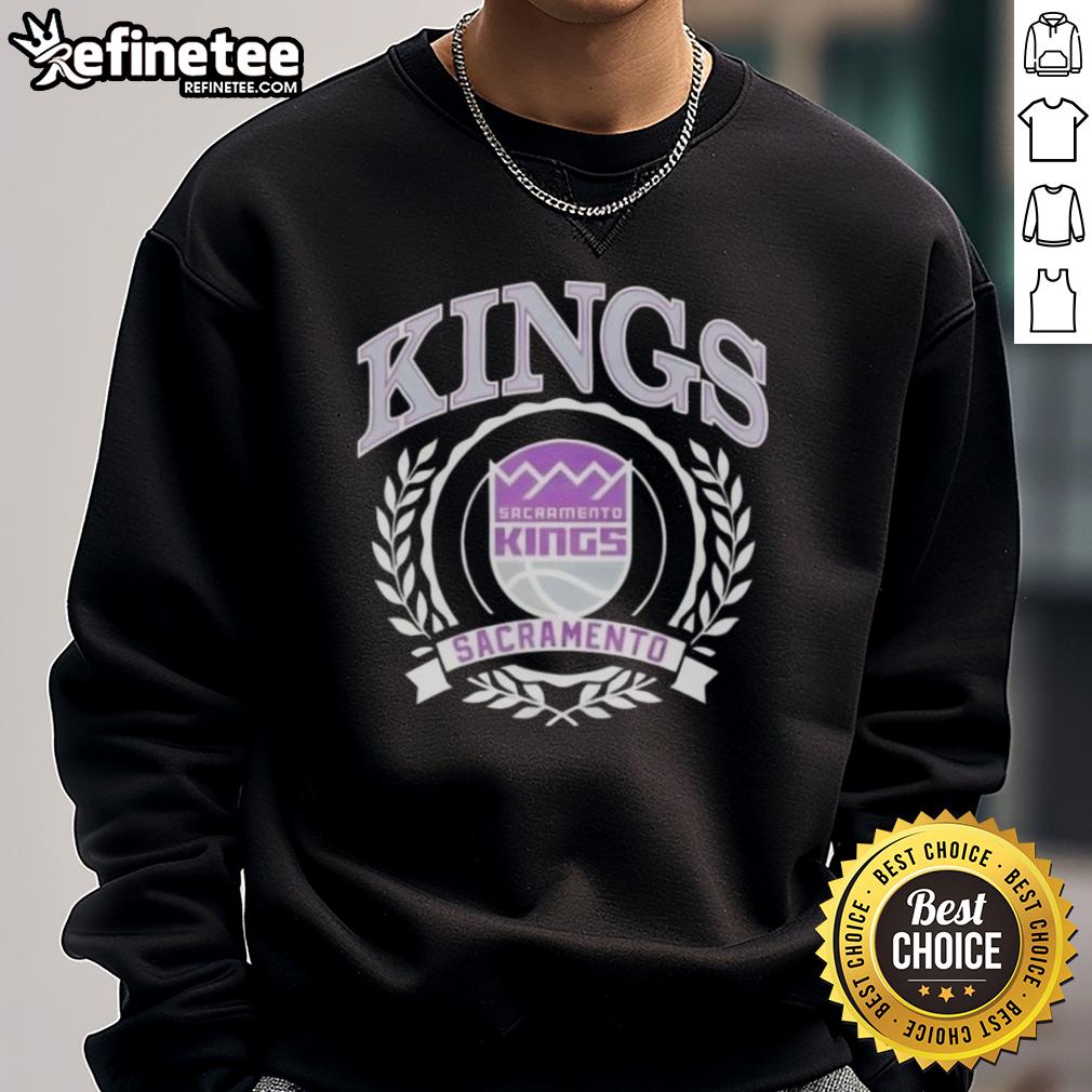 Alt Text: Stylish Sacramento Kings sweatshirt featuring the NBA crest, perfect for fans of the National Basketball Association.