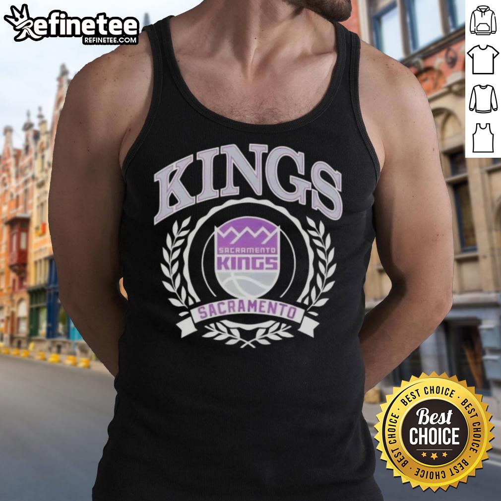 Stylish Sacramento Kings NBA crest tank top featuring team colors and logo, perfect for basketball fans.
