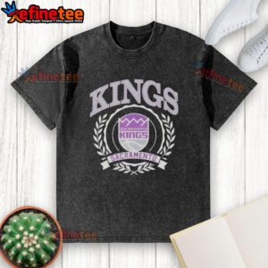 Alt Text: Sacramento Kings National Basketball Association crest on a washed t-shirt, perfect for fans and casual wear.