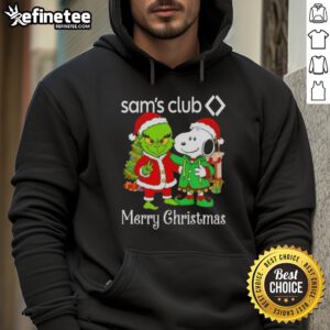 Nice Sams Club X Grinch and Snoopy Merry Christmas Hoodie featuring festive designs for holiday cheer.