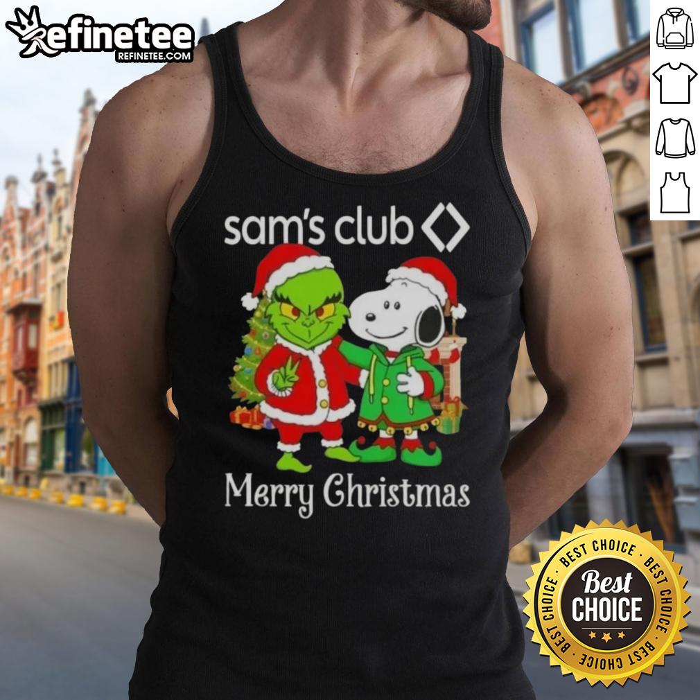 Nice Sams Club X Grinch and Snoopy Merry Christmas Tank Top featuring festive designs for holiday cheer.