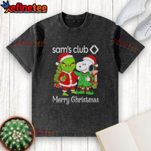Nice Sams Club X Grinch and Snoopy Merry Christmas washed t-shirt featuring festive designs for holiday cheer.