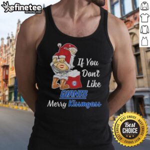 Funny Santa Claus graphic on a 'Kiss My Ass' tank top for New York Giants fans, perfect for holiday cheer.
