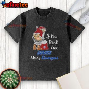 Funny Santa Claus graphic on a washed t-shirt, perfect for New York Giants fans who love humor and holiday spirit.