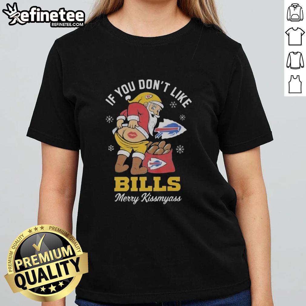 Funny 'Nice Santa' graphic tee for ladies, featuring a cheeky Buffalo Bills Christmas design. Perfect holiday gift!