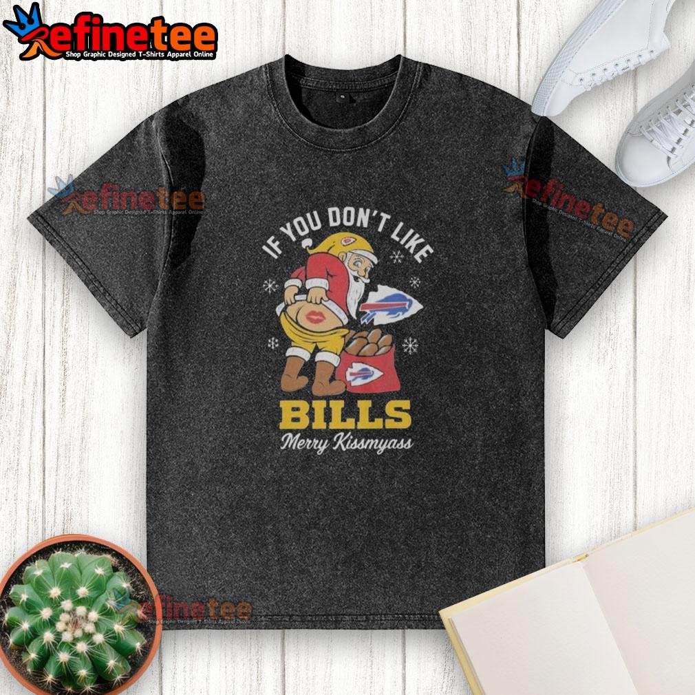 Festive 'Nice Santa' graphic on a washed t-shirt for Buffalo Bills fans, perfect for a Merry Kiss My Ass Christmas.
