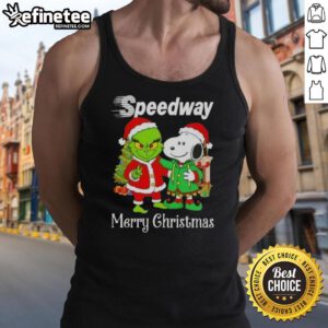 Nice Speedway X Grinch and Snoopy Merry Christmas tank top featuring festive graphics for holiday cheer.