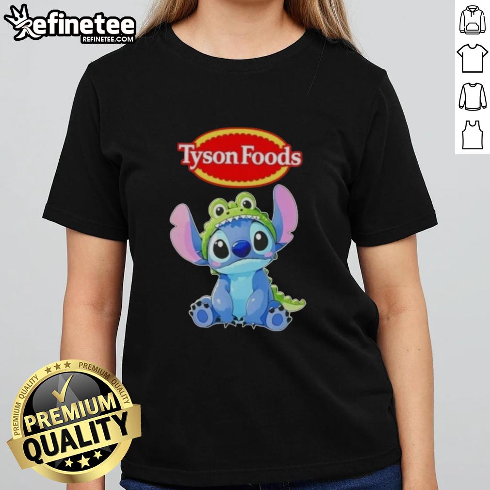 Nice Stitch Cosplay featuring Crocodile and Tyson Foods Ladies Tee, showcasing vibrant colors and detailed design.