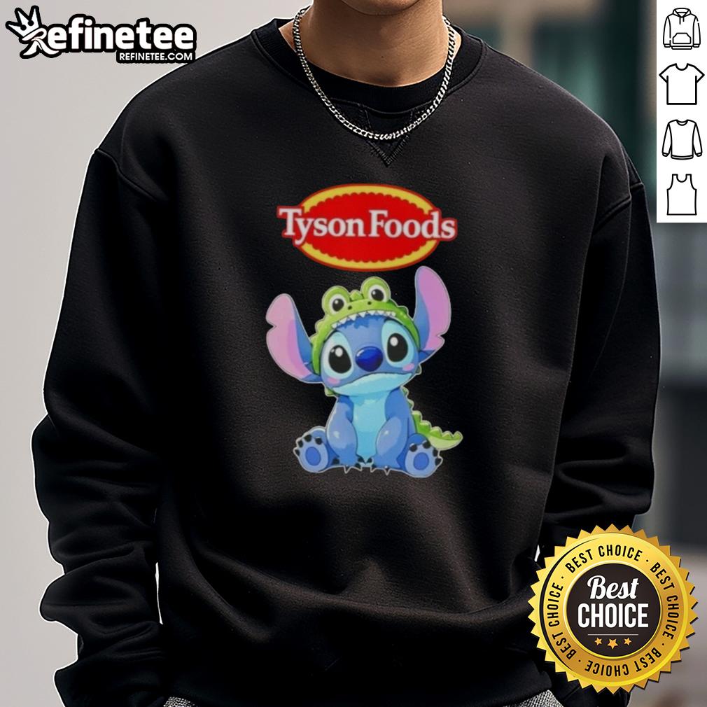 Nice Stitch Cosplay with Crocodile X Tyson Foods Sweatshirt showcasing vibrant colors and unique design.