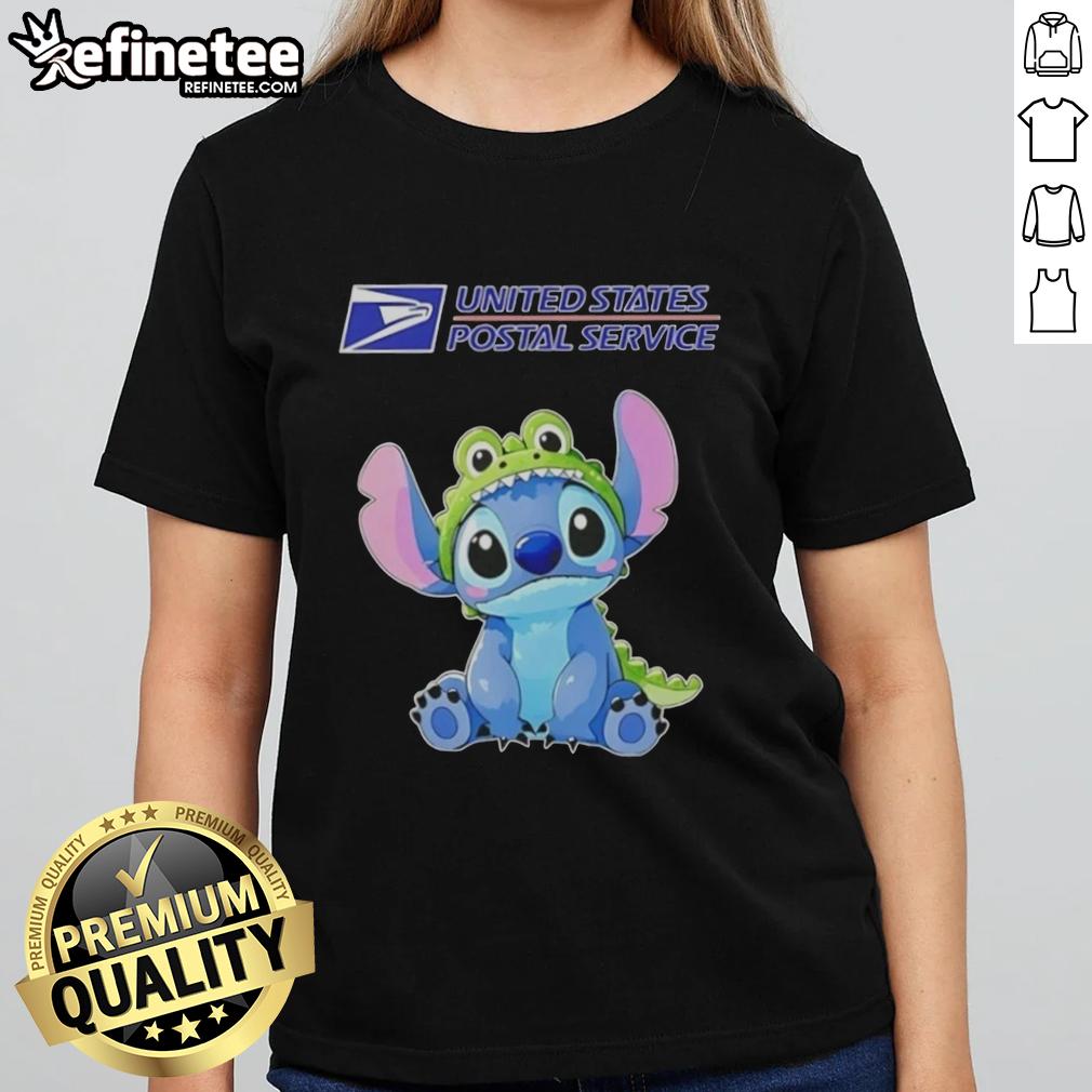 Nice Stitch Cosplay Crocodile X USPS Ladies Tee featuring vibrant colors and fun design for anime fans.